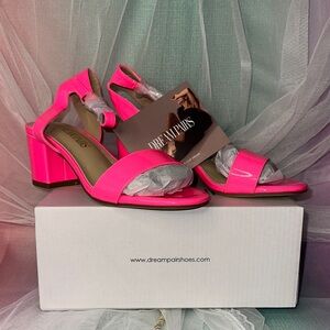 Dream Pairs Neon Pink Block Heel Sandals